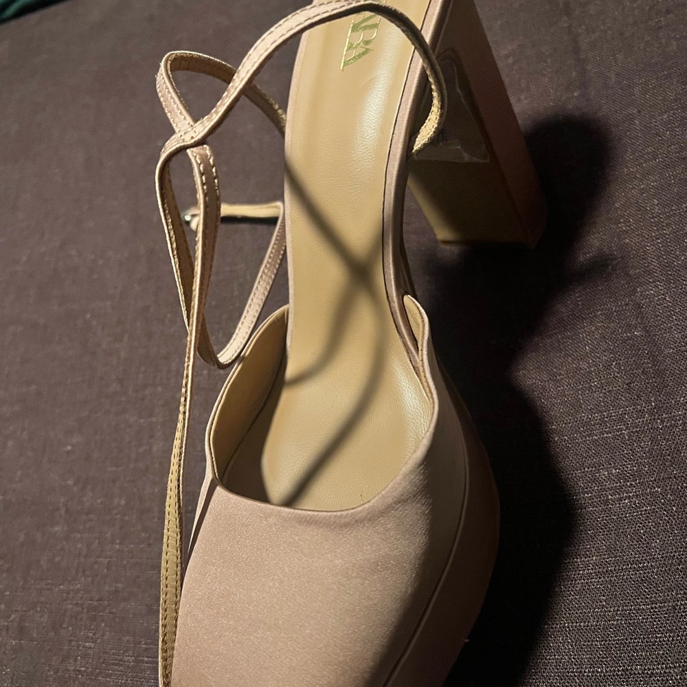 Zara Nude Pink Block Heel Sandals